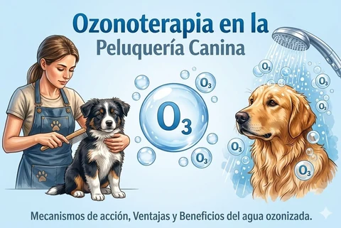 Ilustración de ozonoterapia en peluquería canina