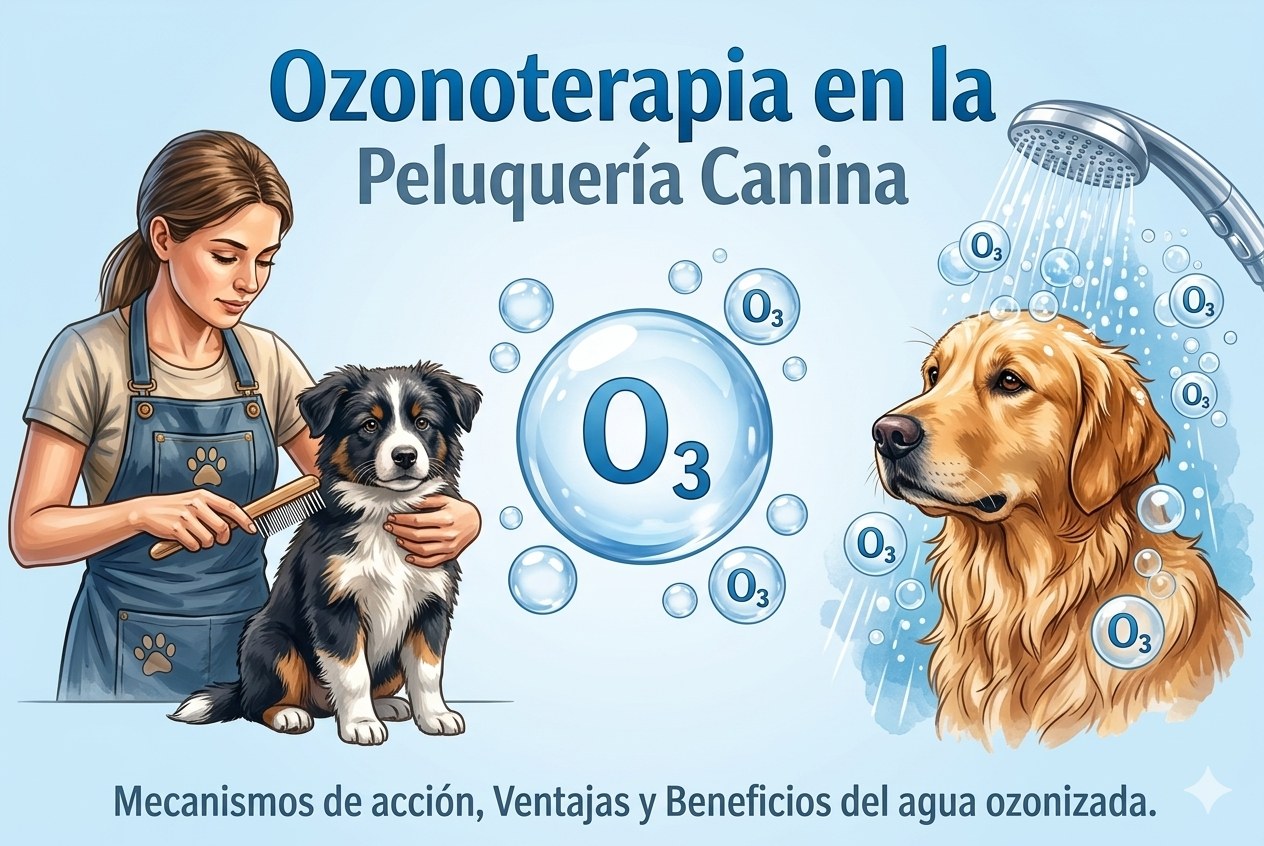 Ilustraci&oacute;n de ozonoterapia en peluquer&iacute;a canina
