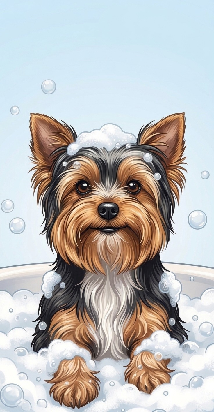 Perro de pelo largo tras ba&ntilde;o profesional